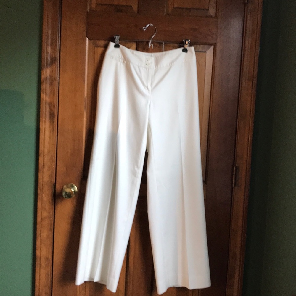 WHBM Cream Wide Leg Pants 4R 30” Inseam Lined